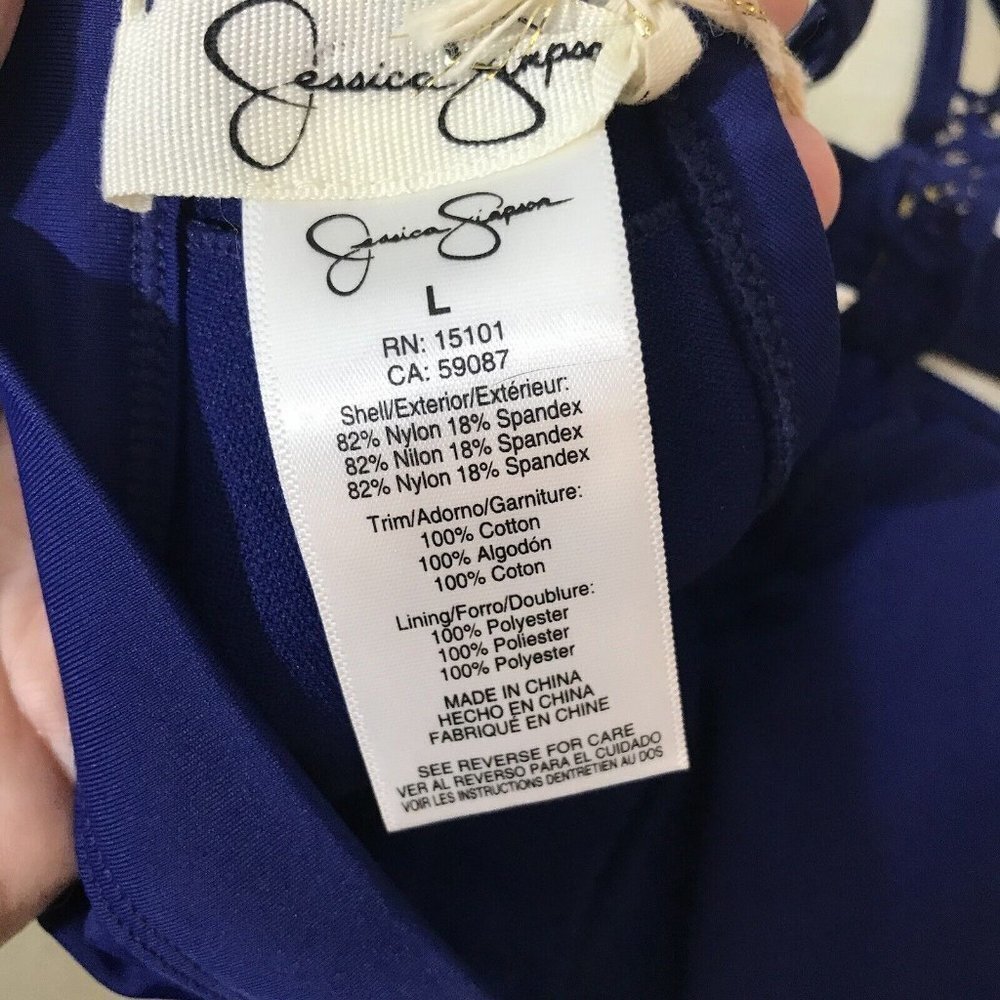 Jessica Simpson Martinique Hi-Neck Sexy Crochet Top Bikini Swimsuit Blue New - Picture 13 of 13